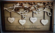 Load image into Gallery viewer, Family Tree Hanging Hearts Sign