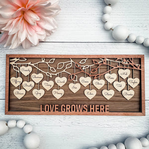 Family Tree Hanging Hearts Sign