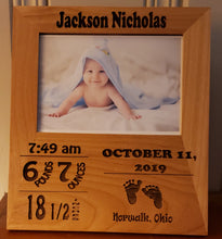 Load image into Gallery viewer, Name, &amp; Birth Information Wooden Frame