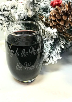 Joy To The World Stemless Wine Glass